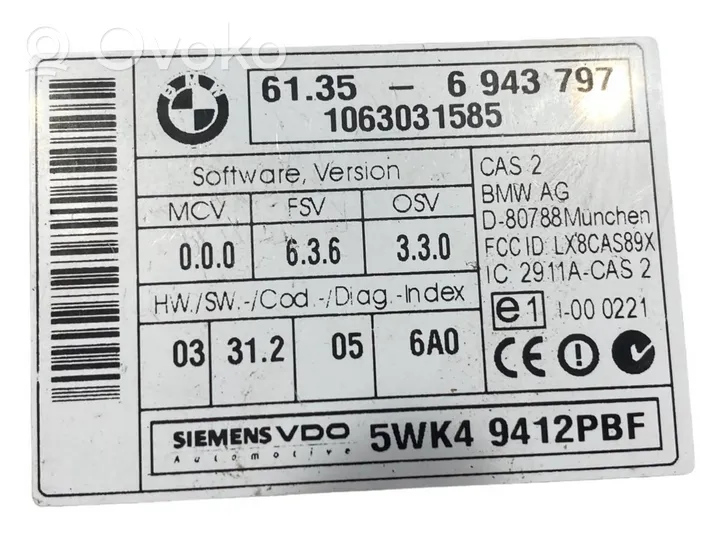 BMW 5 E60 E61 CAS-Steuergerät 6943797