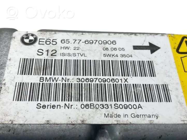 BMW 7 E65 E66 Capteur de collision / impact de déploiement d'airbag 6970906