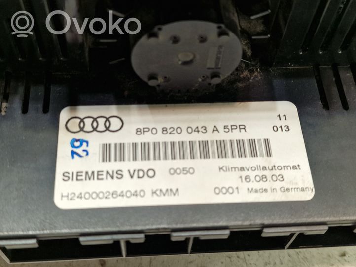 Audi A3 S3 8P Ilmastoinnin ohjainlaite 8P0820043A