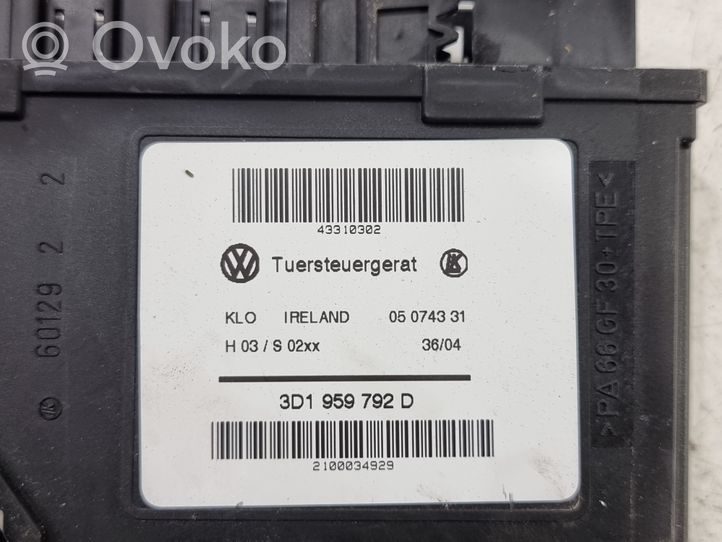 Volkswagen Touareg I Moteur de lève-vitre de porte avant 3D1959792D