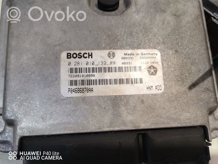 Chrysler Voyager Komputer / Sterownik ECU i komplet kluczy 0281010139