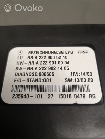 Mercedes-Benz S W222 Modulo di controllo del freno a mano A2229005210