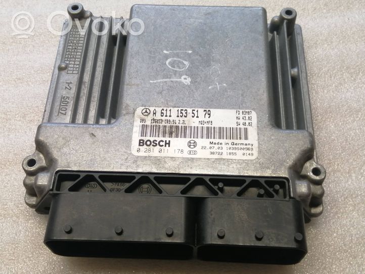 Mercedes-Benz Vito Viano W639 Kit centralina motore ECU e serratura A6111535179