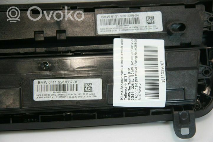 BMW 3 F30 F35 F31 Console centrale, commande chauffage/clim 014269