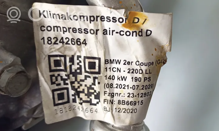 BMW 2 G42 Kompresor / Sprężarka klimatyzacji A/C 0277230