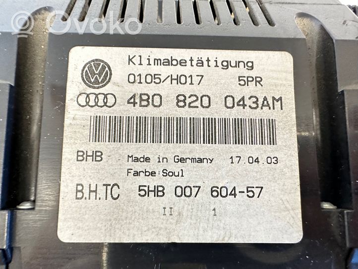 Audi A6 S6 C5 4B Ilmastoinnin ohjainlaite 4B0820043AM