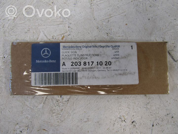 Mercedes-Benz C W203 Kiti ženkliukai/ užrašai A2038171020