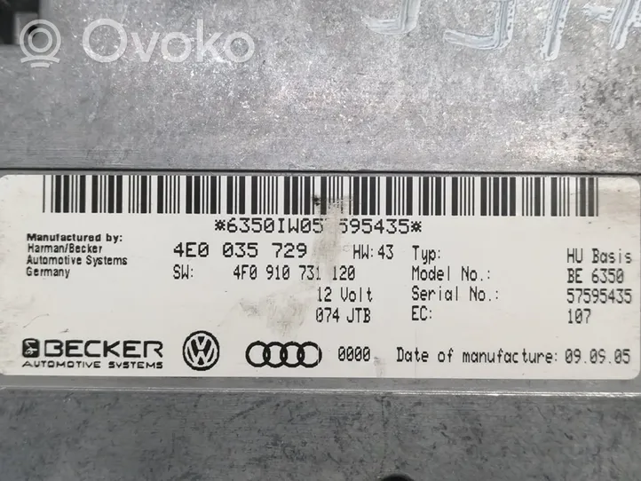 Audi A6 S6 C6 4F Muut ohjainlaitteet/moduulit 4E0035729