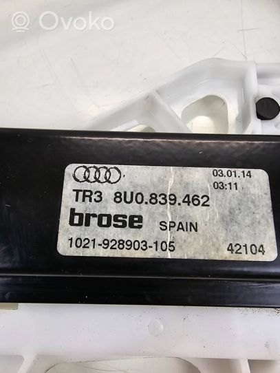 Audi Q3 8U Meccanismo di sollevamento del finestrino posteriore senza motorino 8U0839462