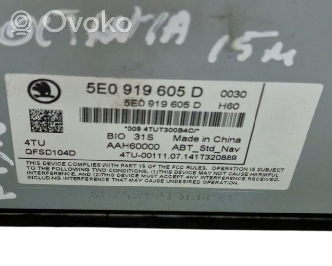 Skoda Octavia Mk3 (5E) Radio/CD/DVD/GPS-pääyksikkö 5E0919605D