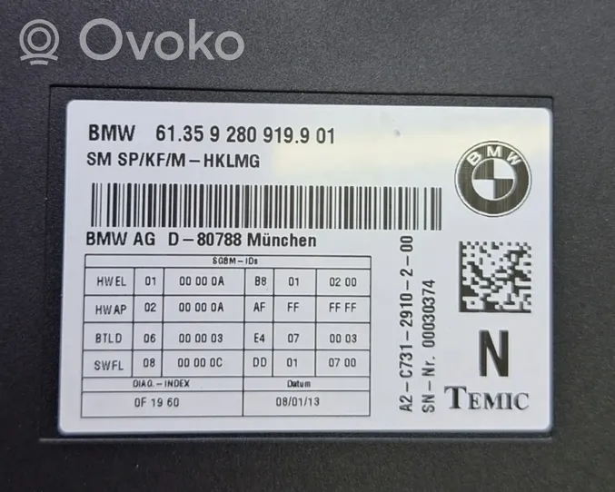 BMW 7 F01 F02 F03 F04 Modulo comfort/convenienza 9280919