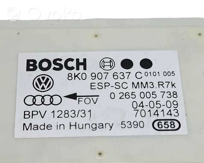 Audi Q5 SQ5 Capteur de vitesse de lacet d'accélération ESP 8K0907637C