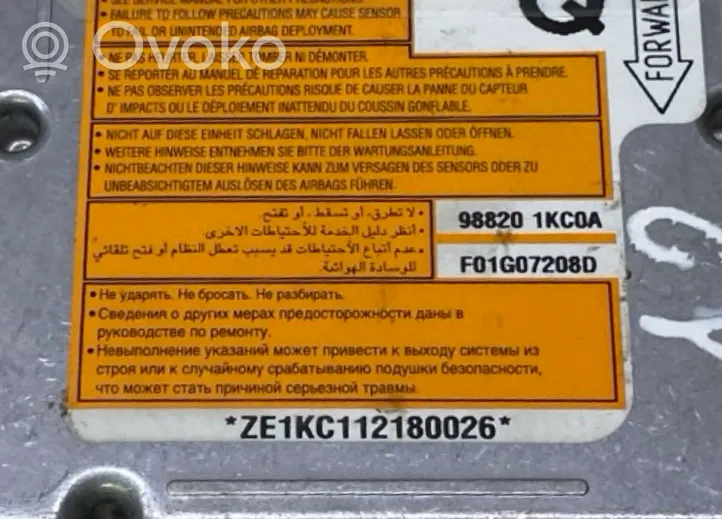 Nissan Juke I F15 Oro pagalvių valdymo blokas 988201KC0A