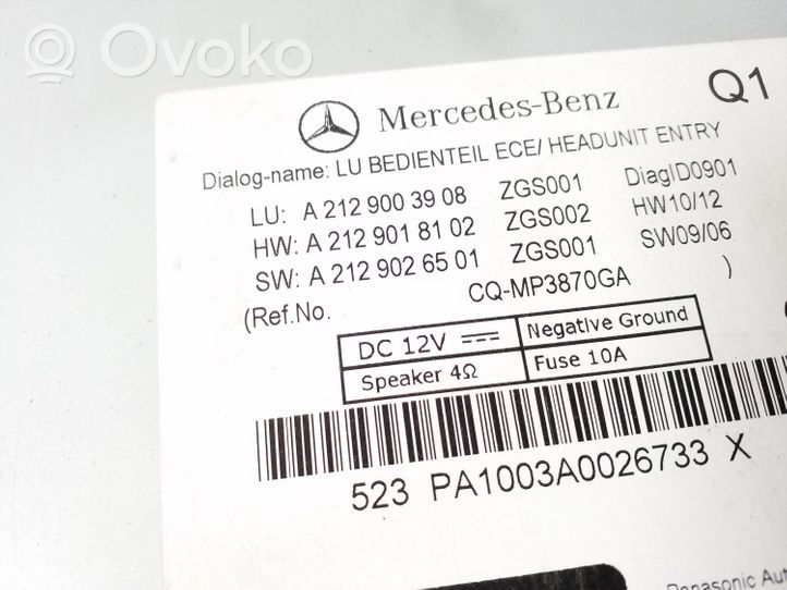 Mercedes-Benz E A207 Radio/CD/DVD/GPS-pääyksikkö A2129003908