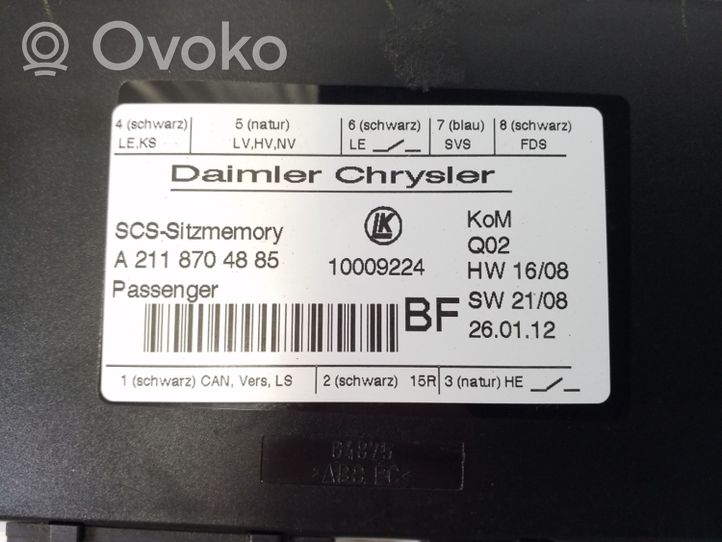 Mercedes-Benz GL X164 Sėdynės valdymo blokas A2118704885