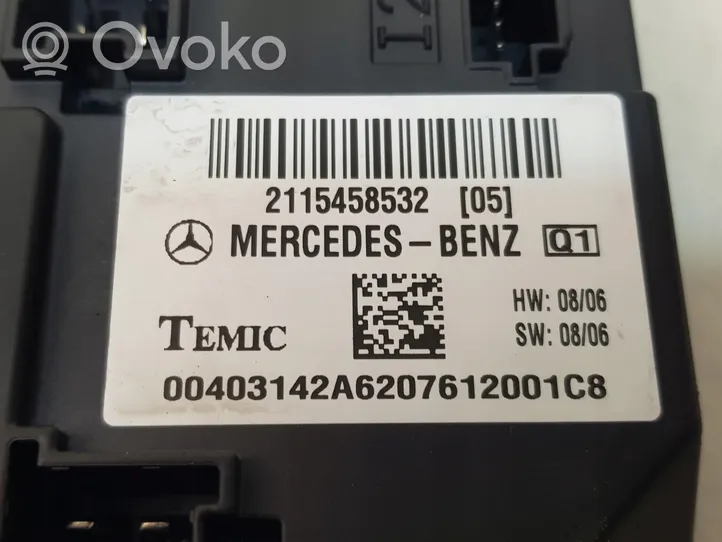 Mercedes-Benz CLS C219 Istuimen säädön moduuli 2115458532