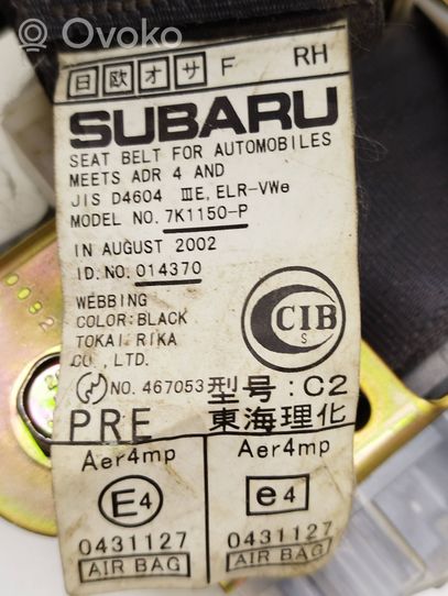Subaru Forester SG Cintura di sicurezza anteriore 7K1150P