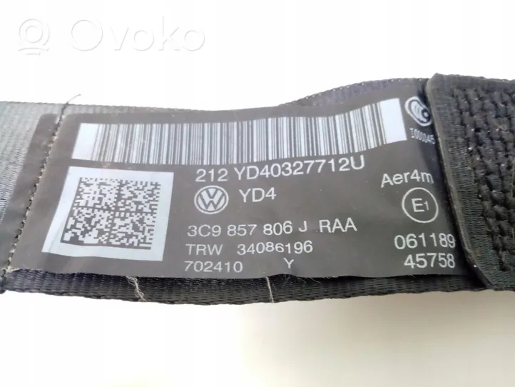 Volkswagen PASSAT B7 Ceinture de sécurité arrière 3C9857806J