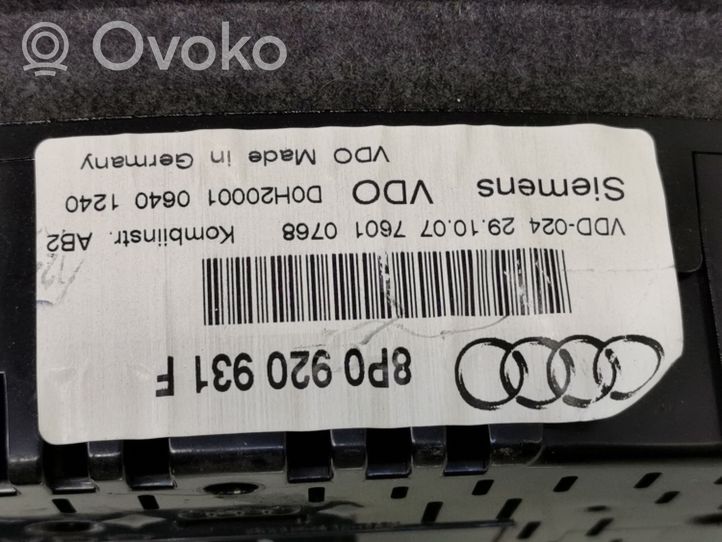 Audi A3 S3 A3 Sportback 8P Licznik / Prędkościomierz 8P0920931F