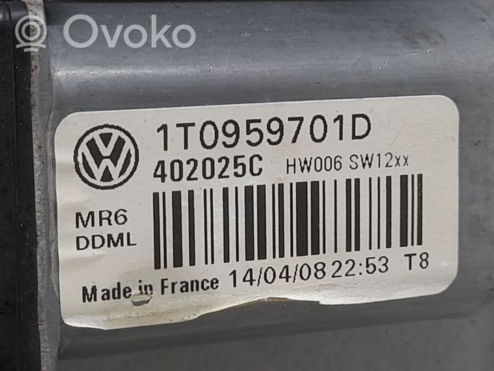 Volkswagen Touran I Priekšpusē elektriskā loga pacelšanas mehānisma komplekts 1T0959701D