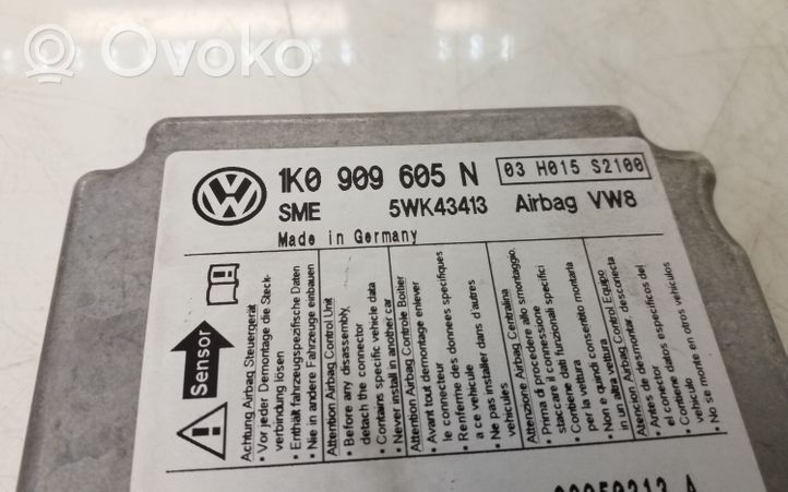 Volkswagen Jetta V Turvatyynyn ohjainlaite/moduuli 1K0909605N