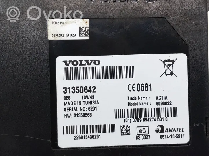 Volvo V60 Puhelimen käyttöyksikkö/-moduuli 31350642