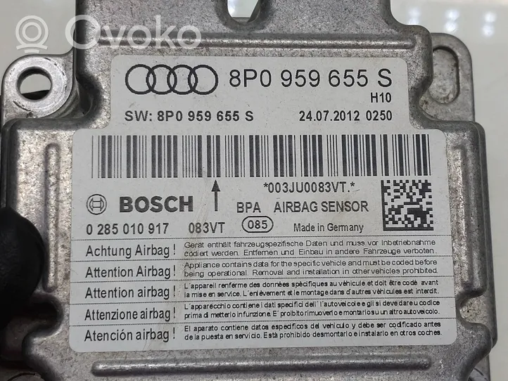 Audi A3 S3 A3 Sportback 8P Oro pagalvių valdymo blokas 8P0959655S