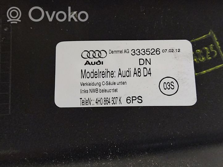 Audi A8 S8 D4 4H Takaoven kynnyksen suojalista 4H0864607K