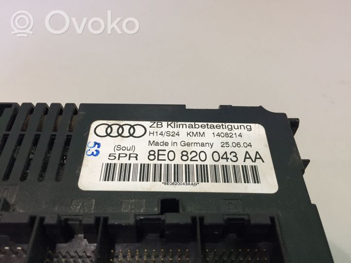 Audi A4 S4 B6 8E 8H Centralina del climatizzatore 8E0820043AA