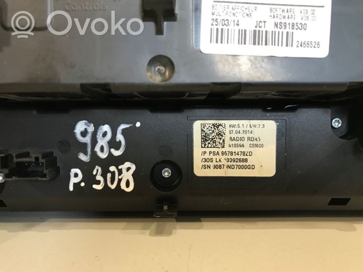 Peugeot 308 Controllo multimediale autoradio 96781478ZD