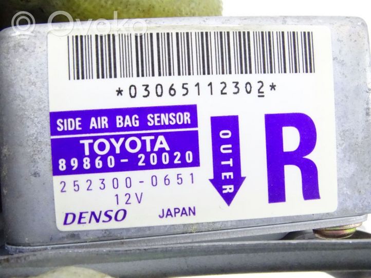 Toyota Celica T230 Sensor impacto/accidente para activar Airbag 89860-20020