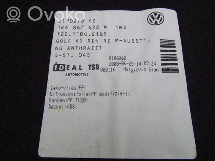 Volkswagen Golf V Boczek / Tapicerka / bagażnika 1K6867428M