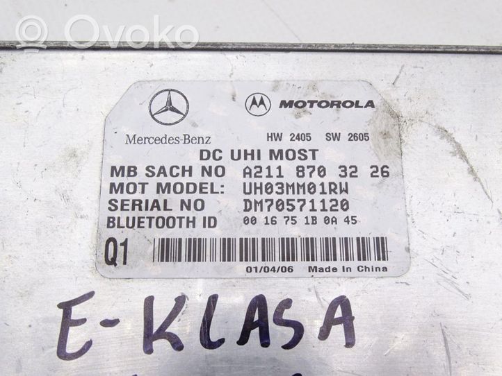 Mercedes-Benz E W211 Bluetoothin ohjainlaite/moduuli A2118703226
