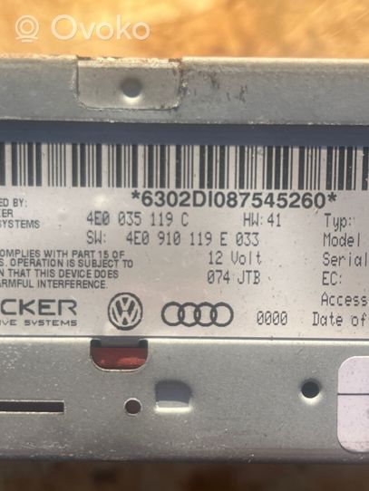Audi A8 S8 D3 4E Unité de navigation Lecteur CD / DVD 4E0035119C