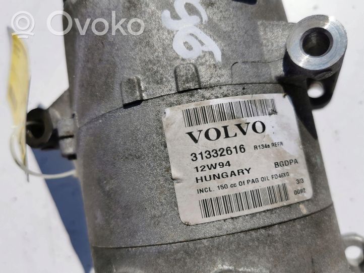 Volvo V60 Kompresor / Sprężarka klimatyzacji A/C 31332616