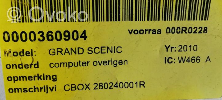 Renault Grand Modus Komputer / Sterownik ECU i komplet kluczy 280240001R