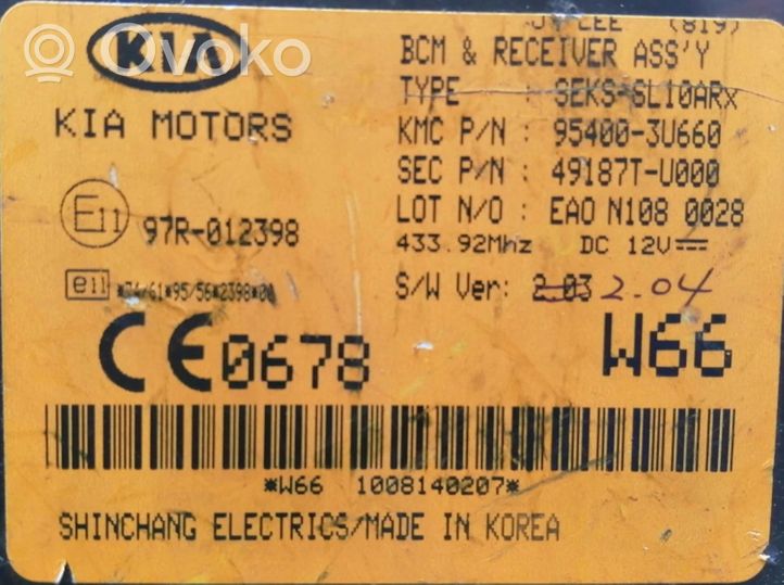 KIA Sportage Kit calculateur ECU et verrouillage 95400-3U661