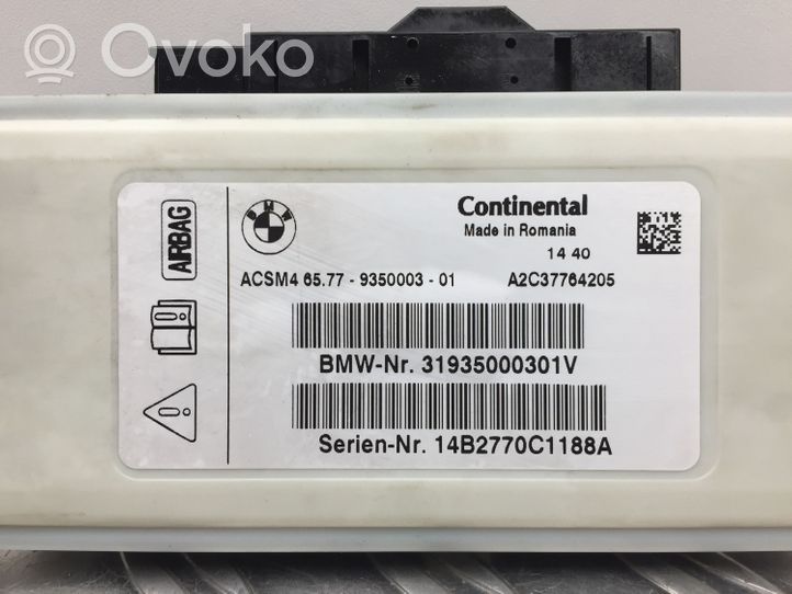 BMW 5 F10 F11 Gaisa spilvenu vadības bloks 9350003