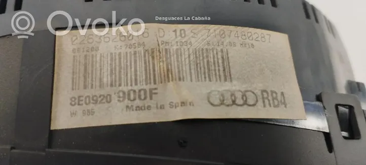 Audi A4 S4 B6 8E 8H Compteur de vitesse tableau de bord 8E0920900F