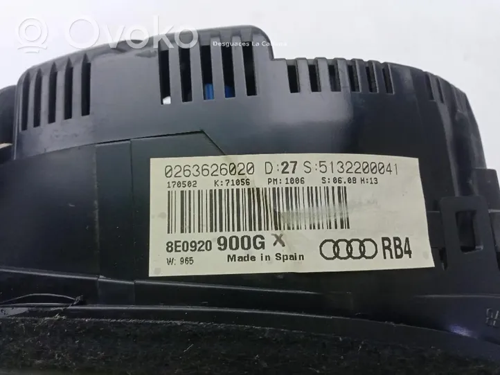 Audi A4 S4 B6 8E 8H Compteur de vitesse tableau de bord 8E0920900G