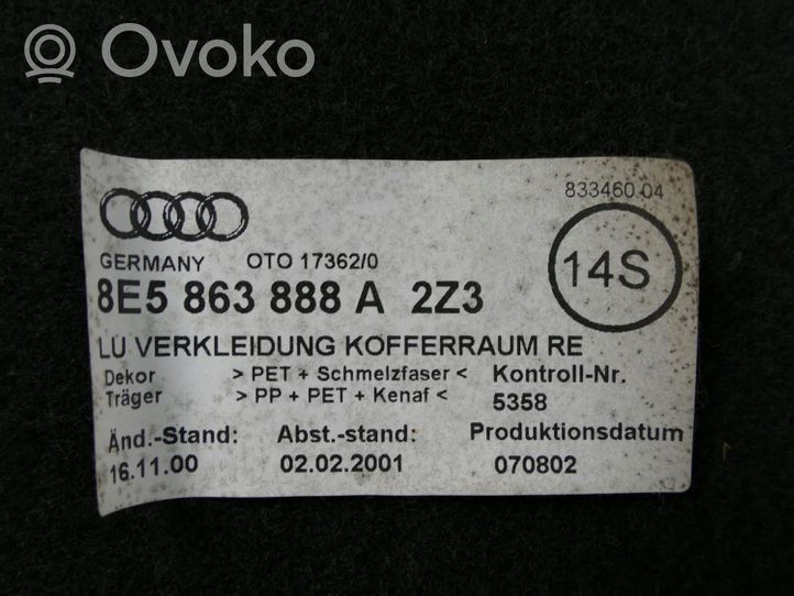 Audi A4 S4 B6 8E 8H Boczek / Tapicerka / bagażnika 8E5867975A