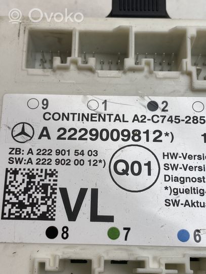 Mercedes-Benz S W222 Oven ohjainlaite/moduuli A2229009812