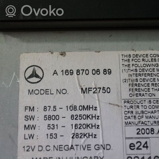 Mercedes-Benz A W169 Radija/ CD/DVD grotuvas/ navigacija A1698700689