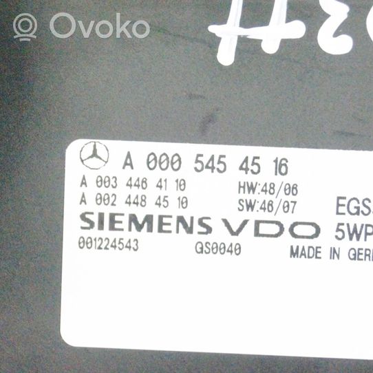 Mercedes-Benz C W204 Vaihdelaatikon ohjainlaite/moduuli A0005454516