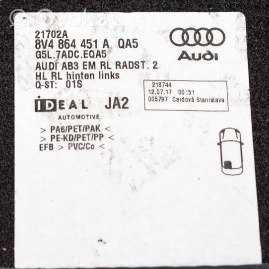 Audi A3 S3 8V Комплект автомобильного коврика 8V2864435