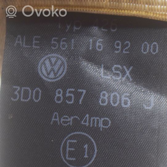 Volkswagen Phaeton Pas bezpieczeństwa fotela tylnego 3D0857806J