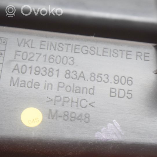 Audi Q3 F3 Etuoven kynnyksen suojalista 83A853906