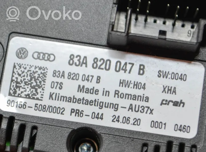Audi Q2 - Przełącznik / Włącznik nawiewu dmuchawy 83A820047B