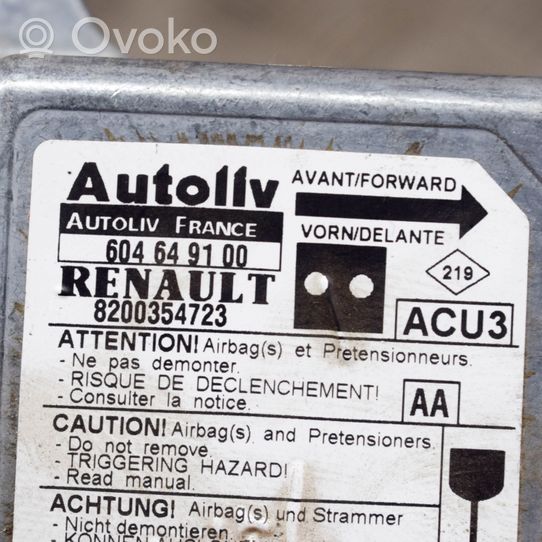 Renault Kangoo I Centralina/modulo airbag 8200354723
