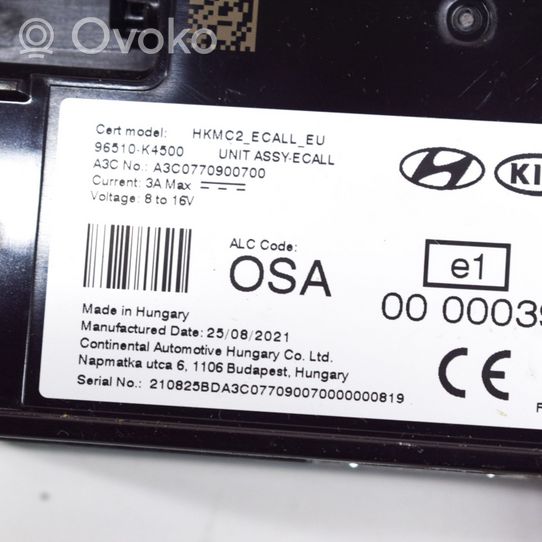 Hyundai Kona I Bluetoothin ohjainlaite/moduuli 96510K4500
